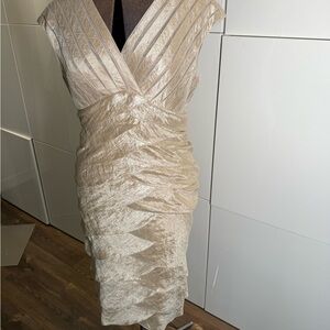 Adrianna Papell Layered Gold  Dress